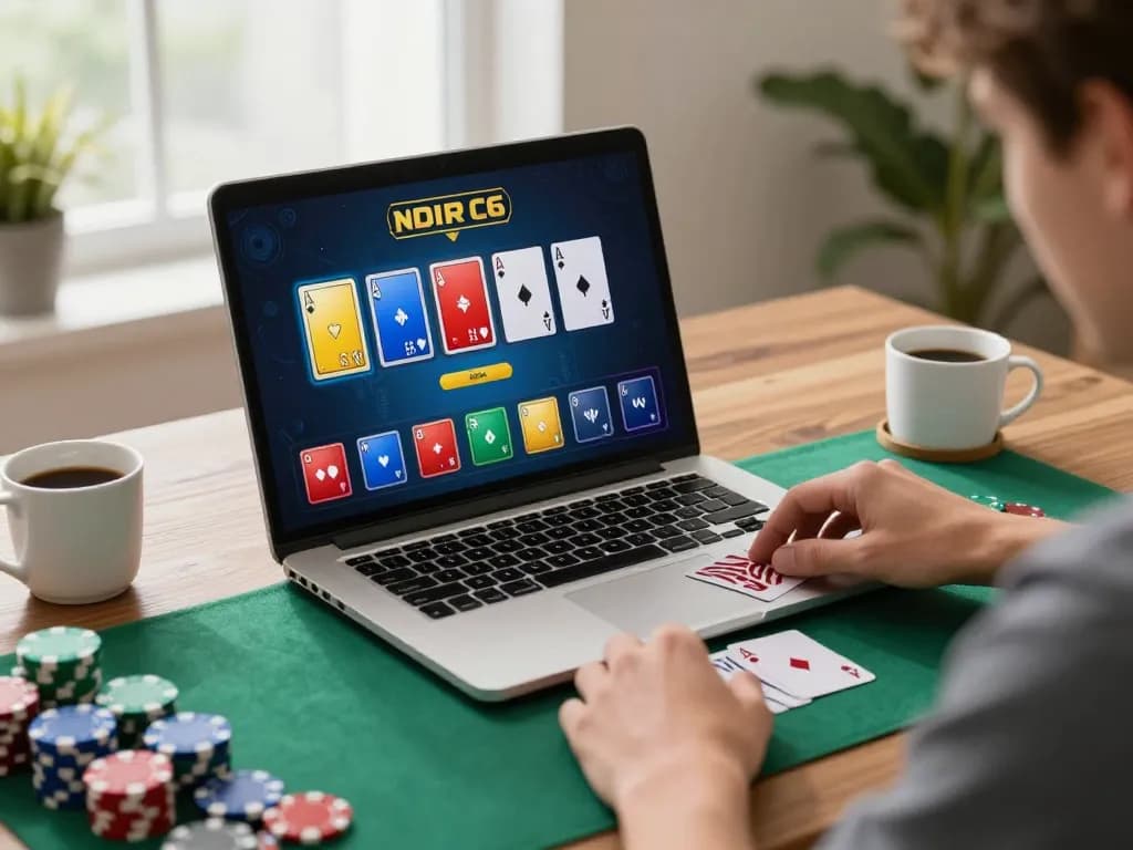Player enjoying an engaging online poker session on their laptop, martinezalcala gaming strategy integrated