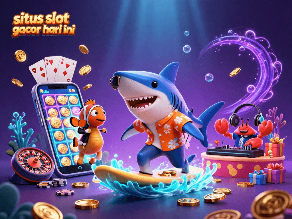 Experience excitement at situs slot gacor hari ini with engaging characters, vibrant gaming elements, and a dynamic underwater theme.