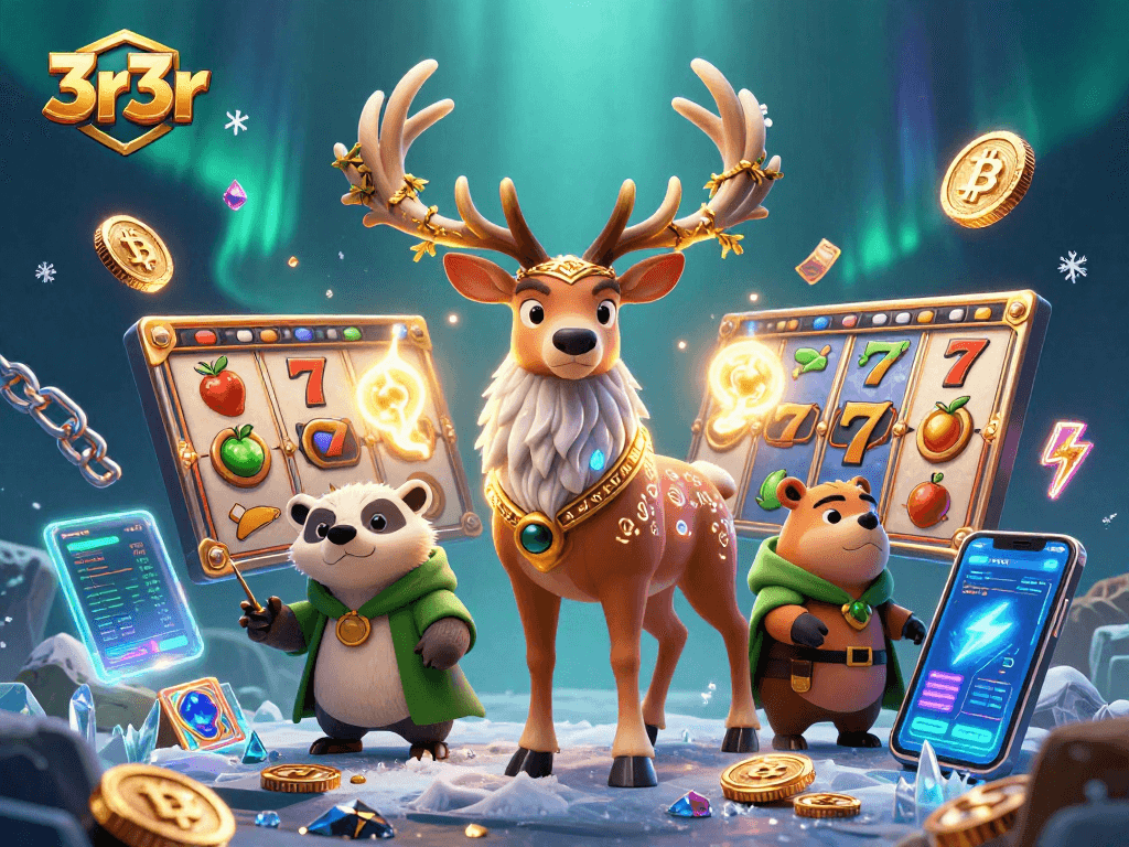 Experience winning moments with 3r3r in a vibrant casino atmosphere illustrated in 3D.