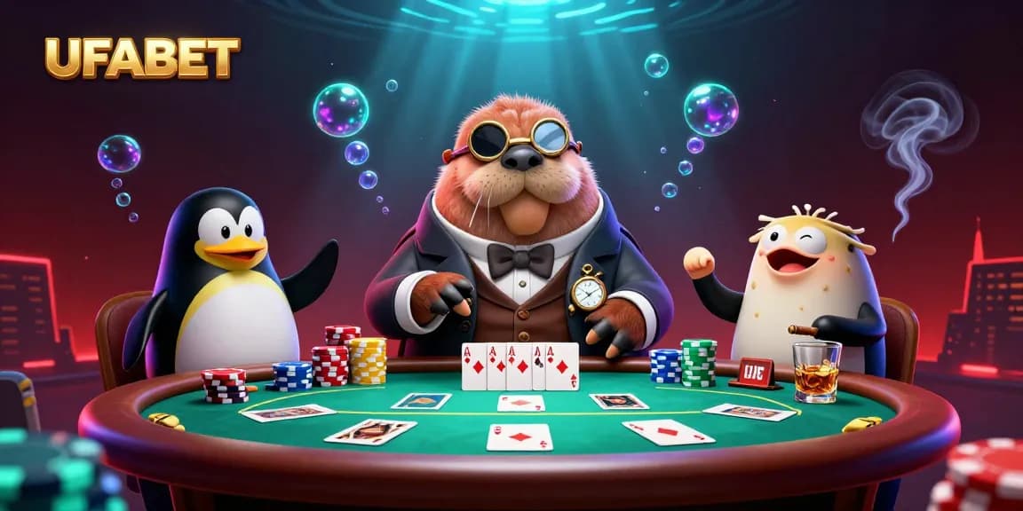 Experience the thrill of poker with UFABET in this vibrant underwater casino scene.