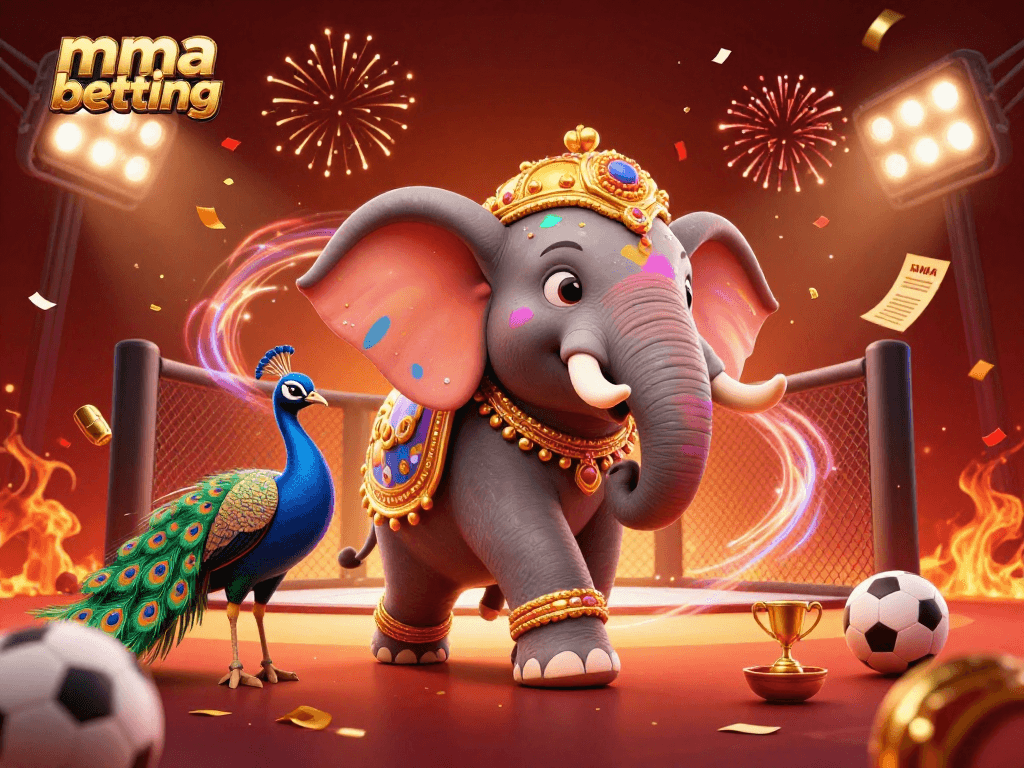 Engage in mma betting with this vibrant 3D illustration showcasing dynamic sports elements and celebration.