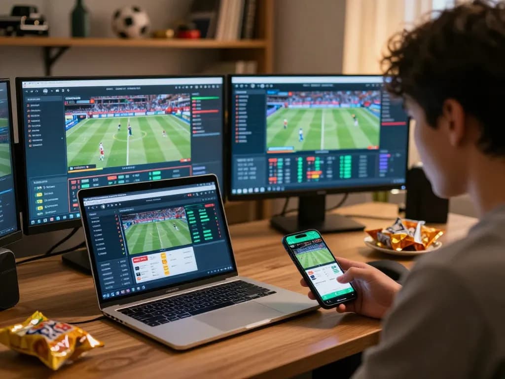 Engaging sports betting experience with bem88l live betting setup and strategic focus.
