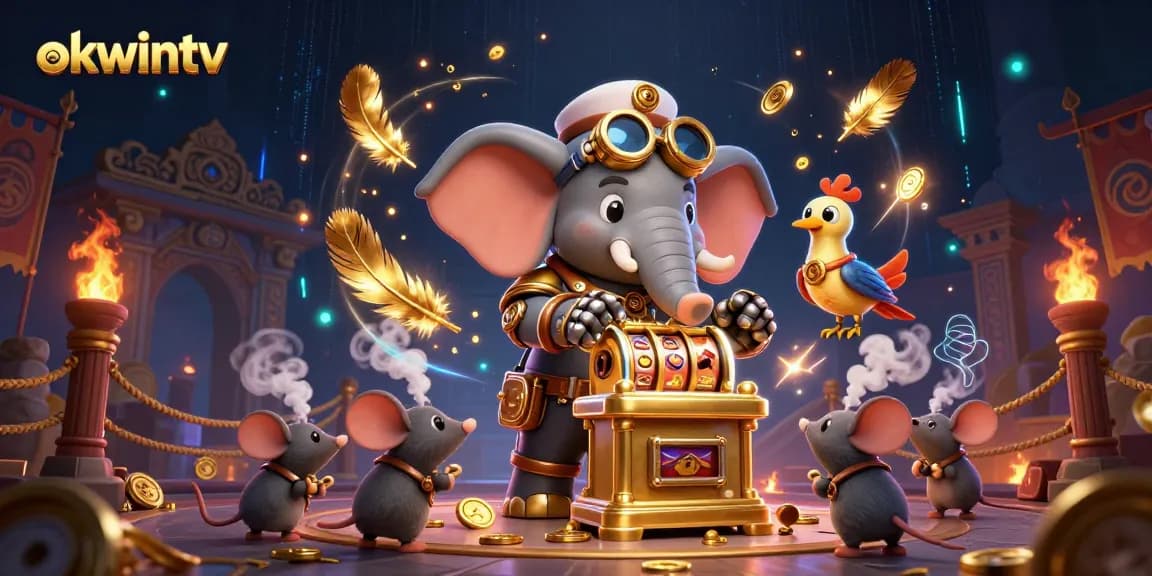 Experience thrilling slots and gaming excitement with okwintv's vibrant 3D illustration.