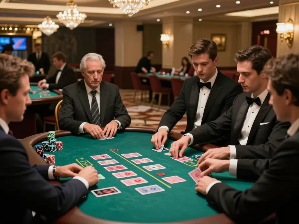 Pemain mengalami permainan strategis di meja blackjack westsrestaurant dalam suasana kasino mewah