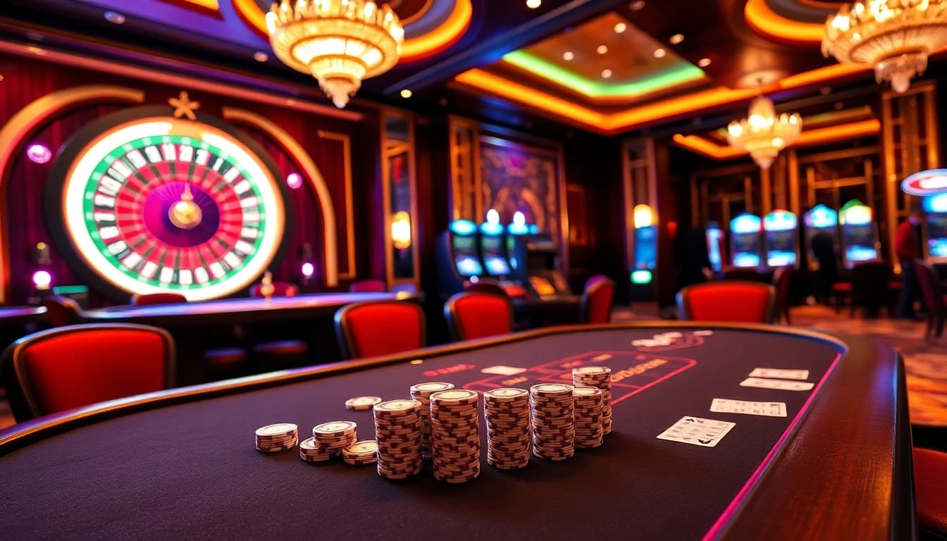 SODO CASINO offers an exciting poker game scene filled with players, chips, and cards.