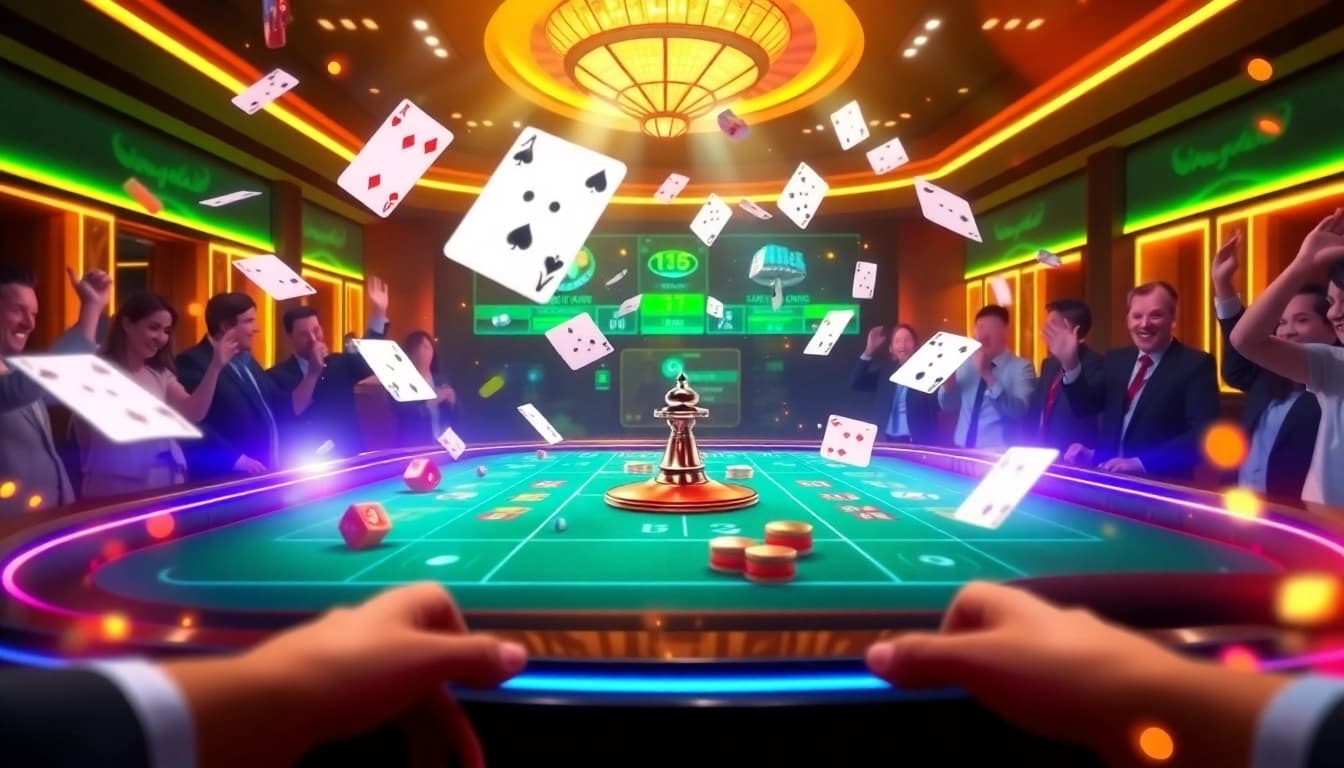 Lô đề trực tuyến betting slips and casino elements create an exciting gambling atmosphere.