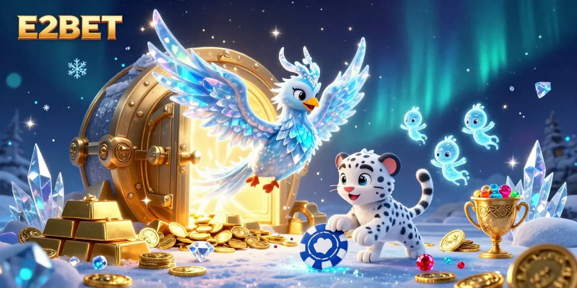 Engage with E2BET’s enchanting world, featuring playful characters and treasure elements.