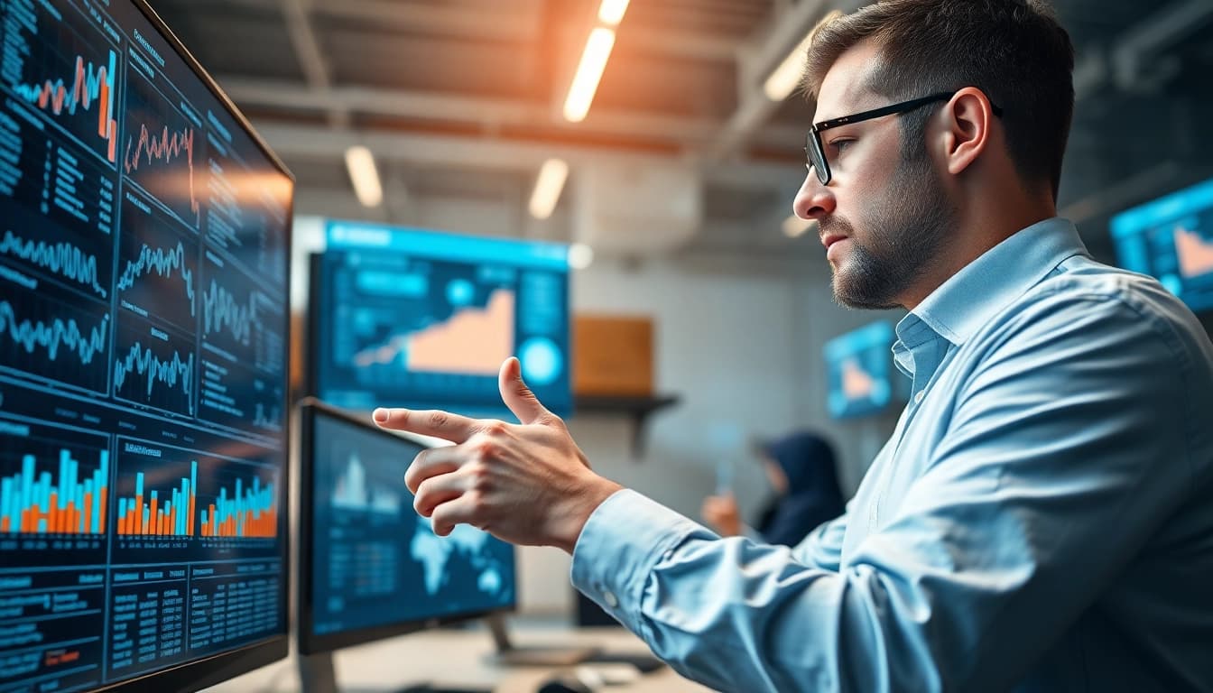 Visual representation of AI in supply chain planning showing data analysis and logistics efficiency.