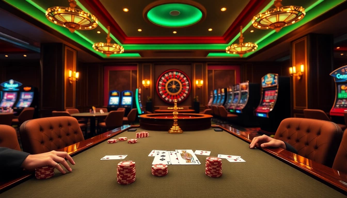 Exciting RR 88 casino scene with luxurious tables and vibrant gaming elements.