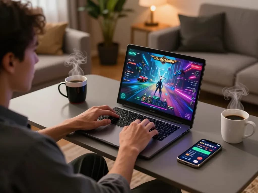 Pemain mengalami permainan online yang mendebarkan di HALOCUAN98 di lingkungan yang nyaman, menampilkan tren perjudian modern.