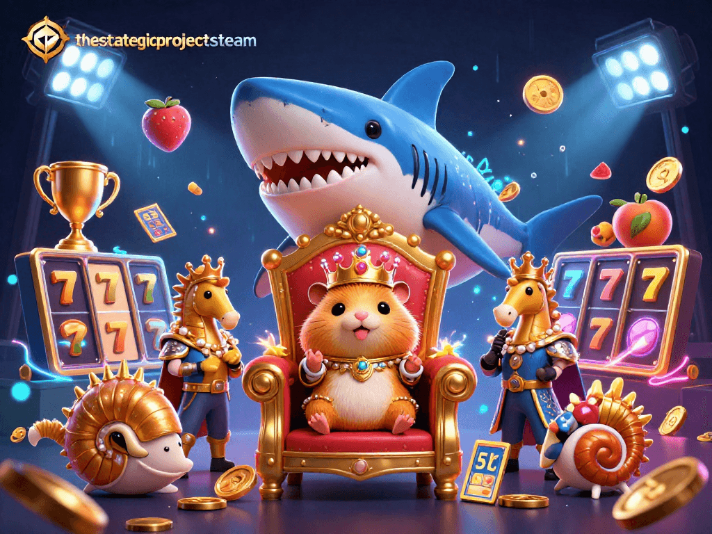 Score big at slots with thestrategicprojectsteam: a vibrant illustration of gaming excitement featuring a hamster king.
