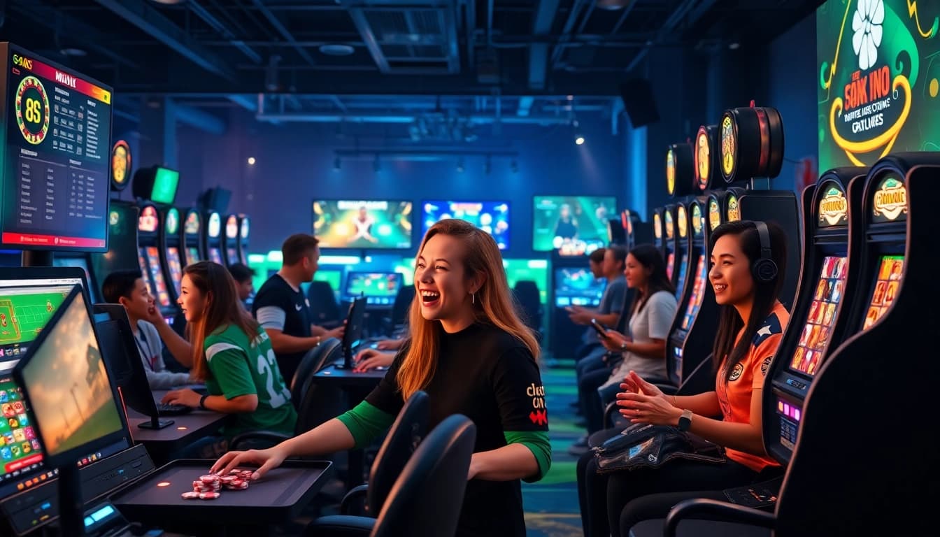Engaged players enjoying the dynamic online gaming experience at https://8scom.dev/, featuring sports betting and casino games.
