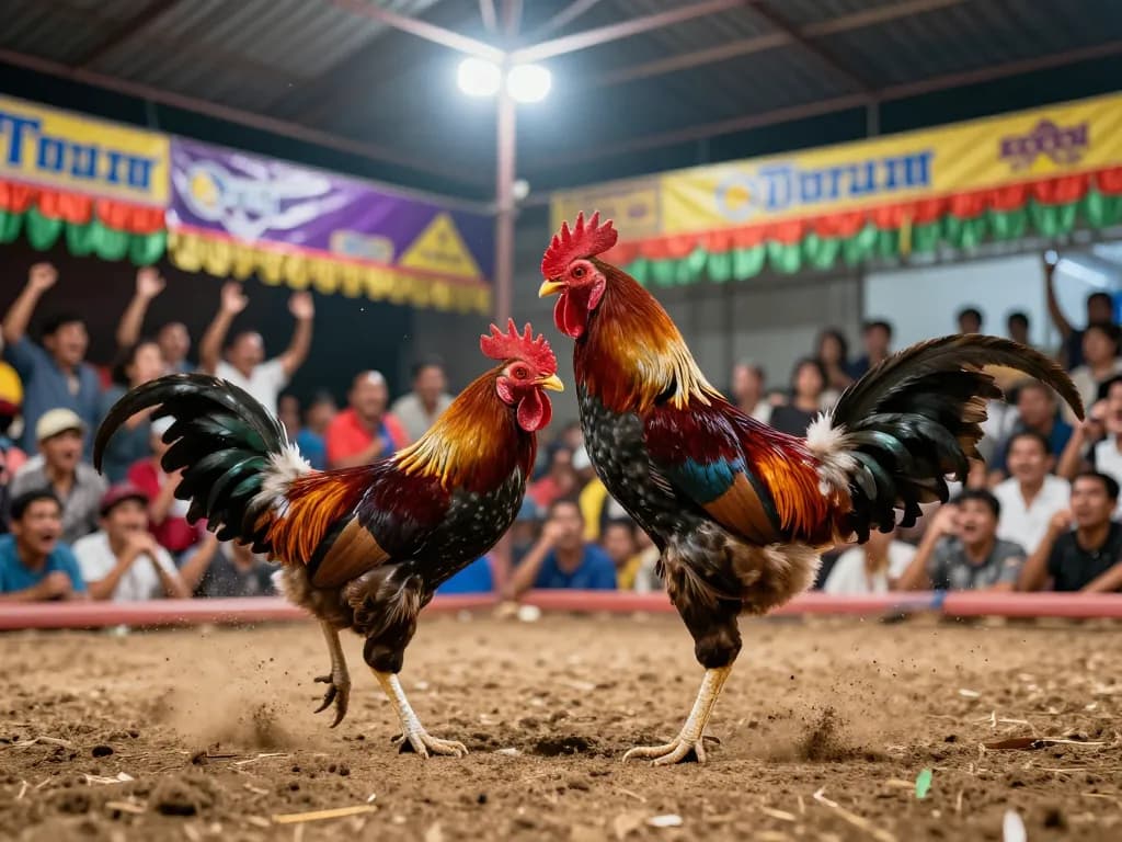 Bắt trọn sự phấn khích của cá đó đá gà thomo trong một đấu trường đá gà sôi nổi