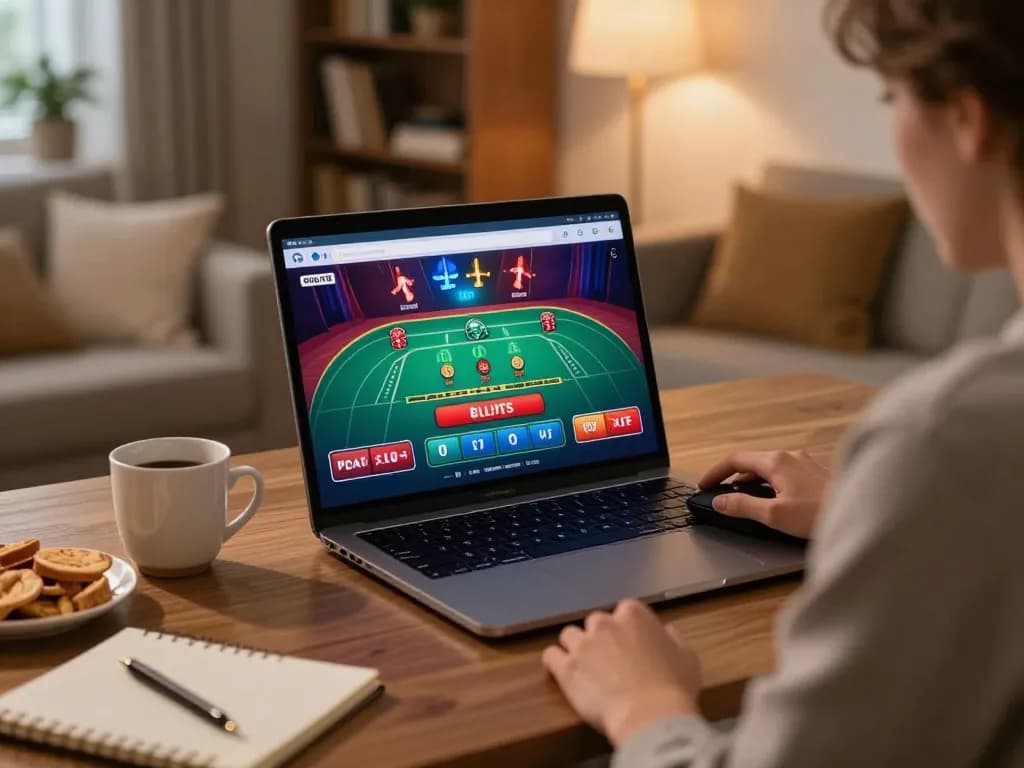 Player engaging with LU88 online casino from a cozy home setup, showcasing live dealer gameplay.