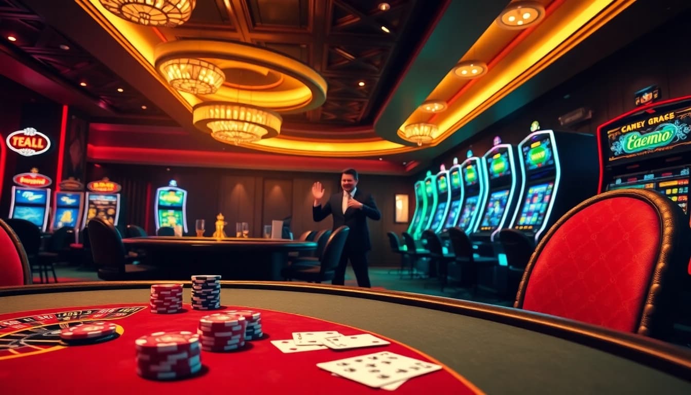 Experience the thrill of gambling with BDJL at a luxurious casino table featuring poker chips and cards.