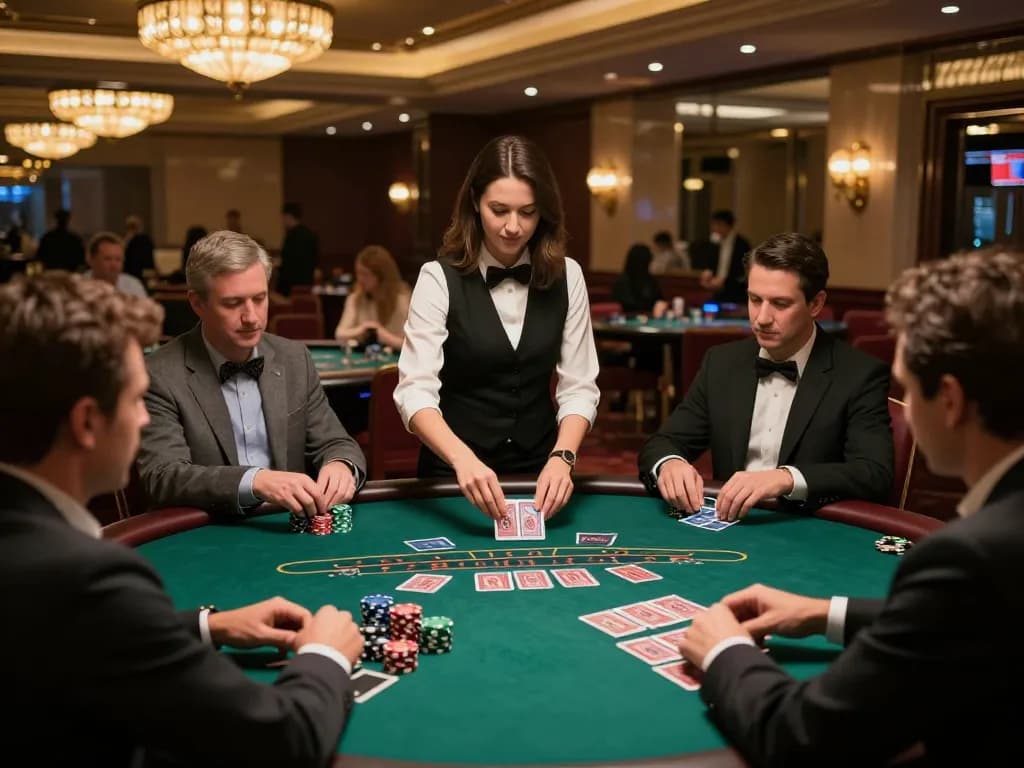 Players at Da88 blackjack table strategizing bets during a lively casino night