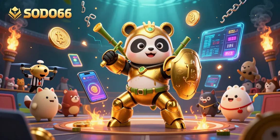 SODO66 enthusiasts engage in the vibrant world of online gambling with a lively 3D casino scene showcasing crypto elements and gaming excitement.