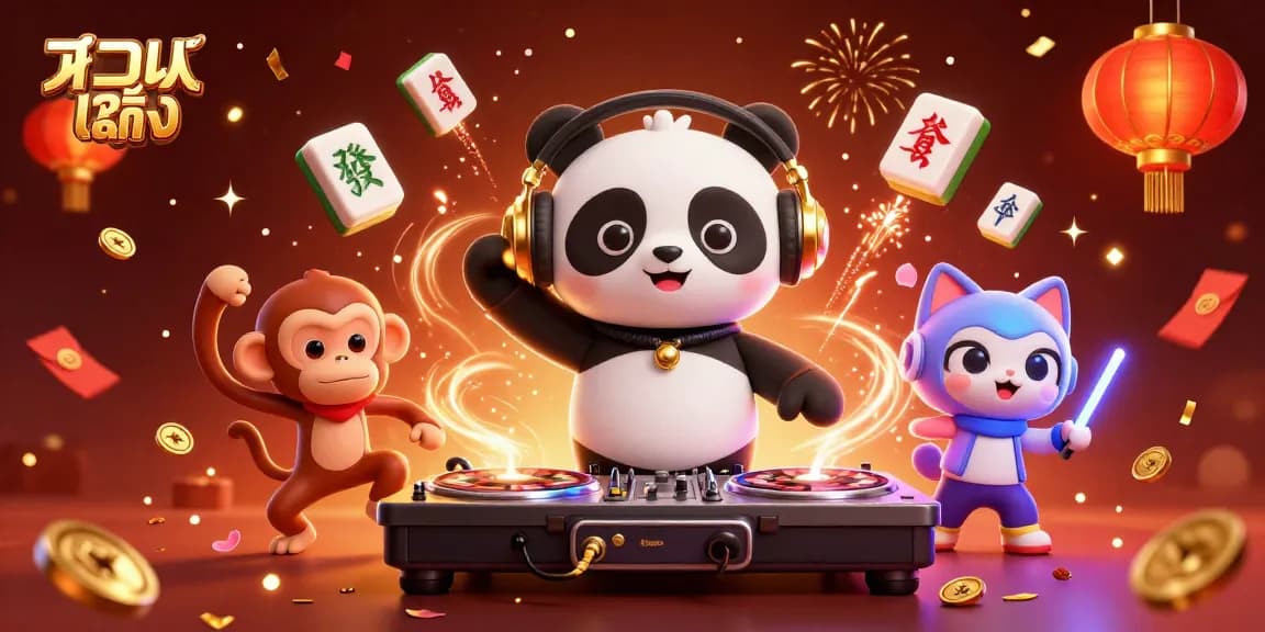 Experience แทงบอลเต็ง with an exciting illustration featuring vibrant party elements in a casino setting.