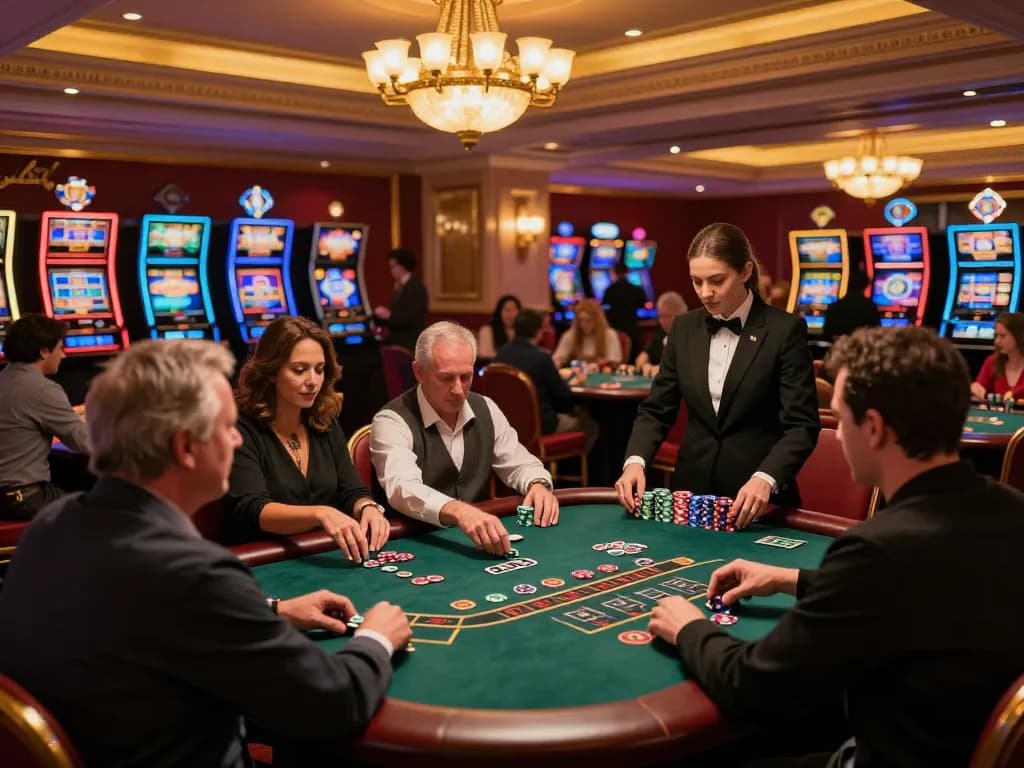 A player enjoying a lively game at a non gamstop casinos blackjack table, showcasing vibrant gameplay atmosphere.