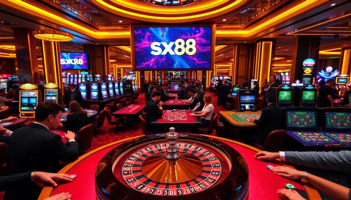 Engaging players enjoy the thrilling experience at sx 88 casino tables with vibrant roulette action.