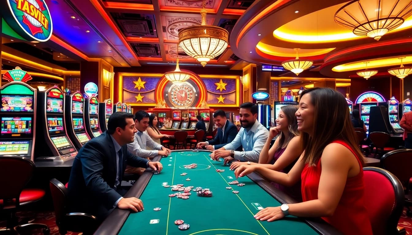 Players enjoying games at https://tg88pro.com/ casino, highlighting excitement and luxury.