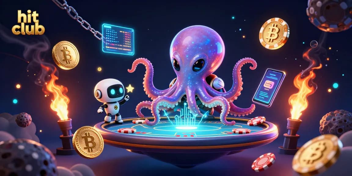 Engage in thrilling gameplay at Hit Club with a vibrant alien octopus and rich casino elements.