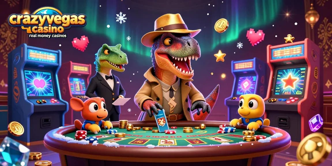 Experience thrill at crazyvegas casino real money casinos with a velociraptor card counter at the blackjack table.