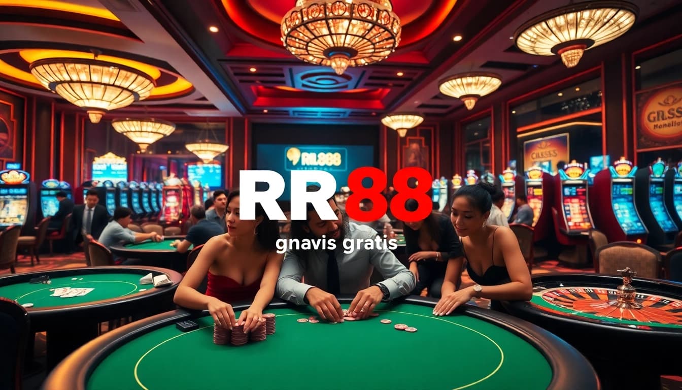 Play exciting games at rr88 gratis casino with vibrant poker tables and thrilling roulette wheels.