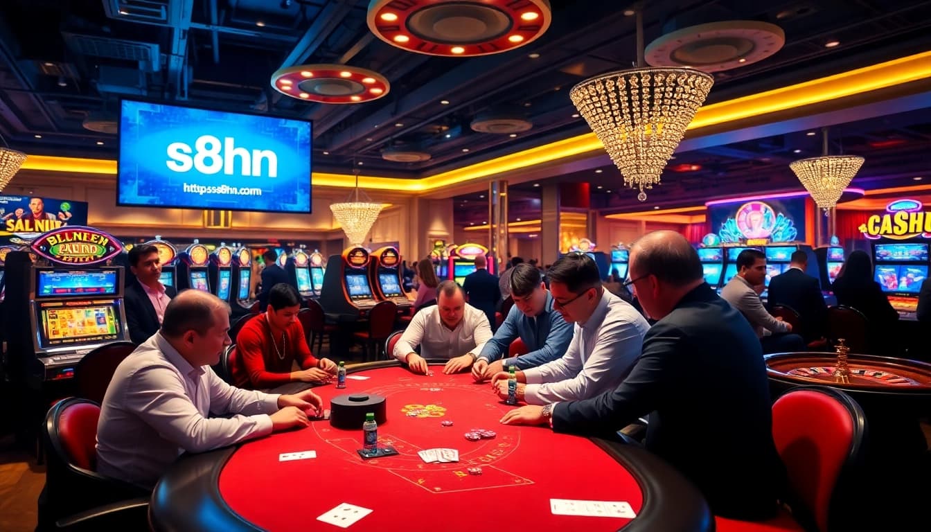Engage with the pulse of gambling at https://s8hn.com/ with vibrant poker and casino scenes.