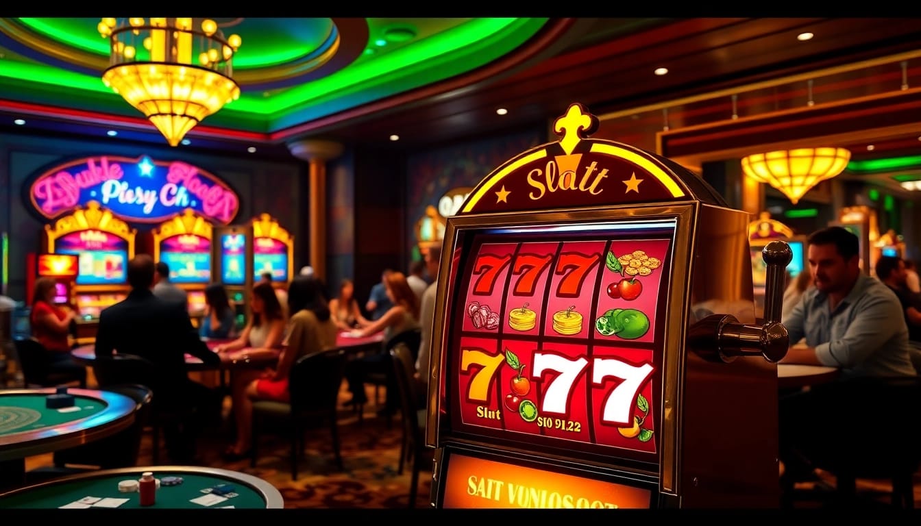 Experience thrilling wins at slot777, the premier online slot game with vibrant casino visuals.
