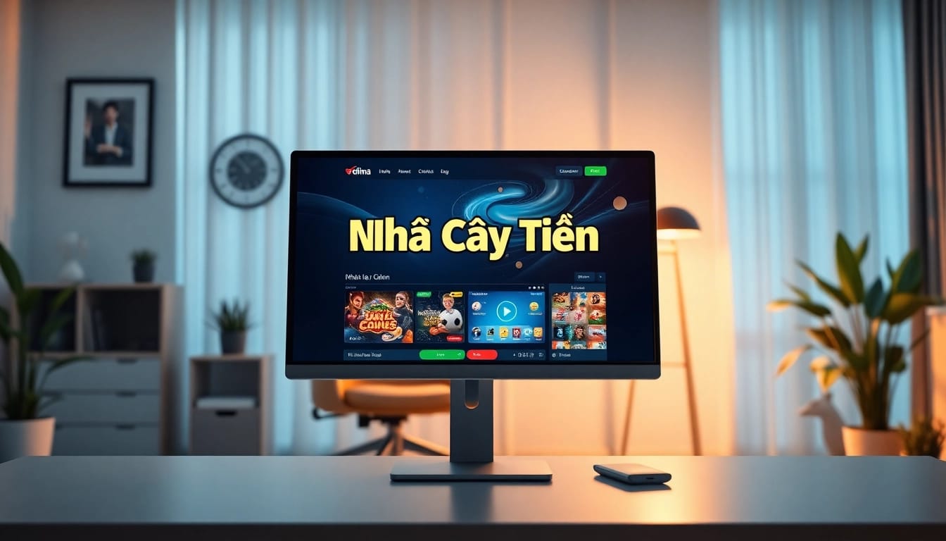 Engaging online betting platform interface showcasing Nhà Cái Uy Tín in a modern home office setting.