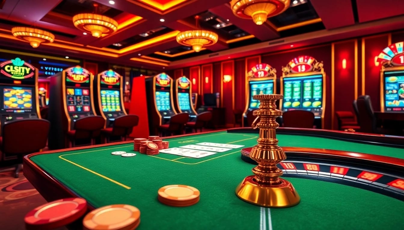 Action-packed scene with 13win casino interface featuring poker and slot games.