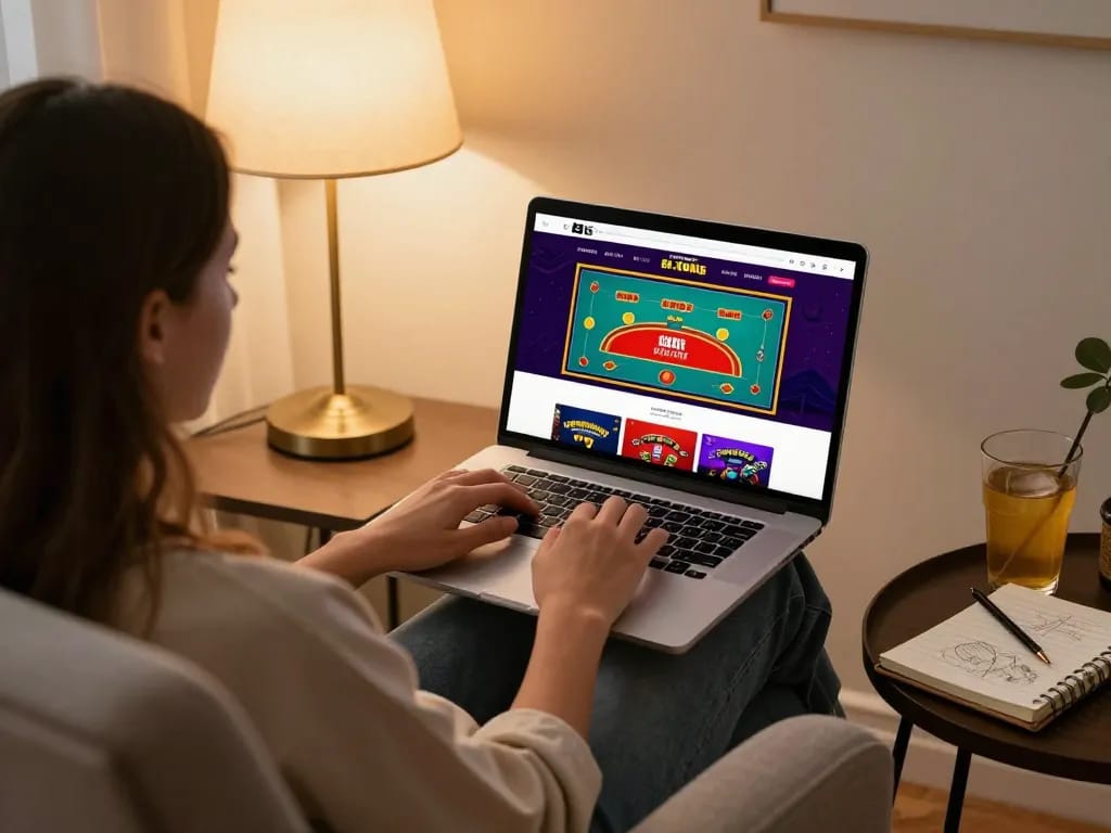 Player enjoying poker at RR88 online casino, showcasing a cozy and engaging gaming atmosphere