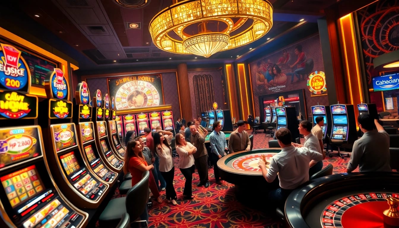 Engaging scene of AT99娛樂 casino with vibrant players and lively atmosphere.