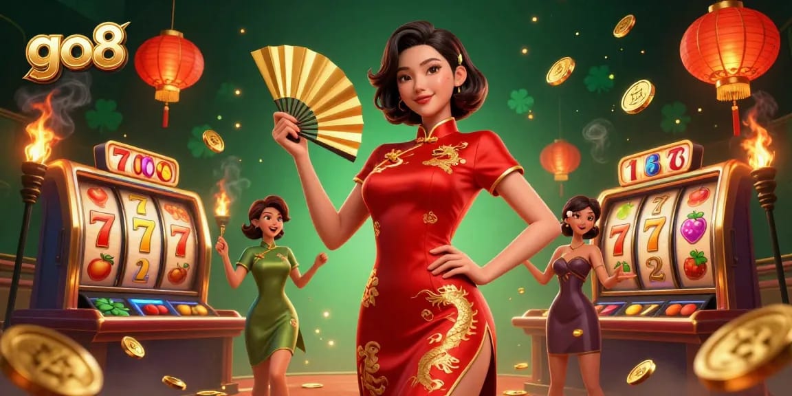 Experience thrilling gameplay at go8 with dynamic slot machines and vibrant characters in a 3D casino setting.