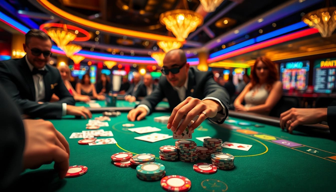 Engaging casino scene showcasing y3娱乐 with vibrant gaming tables and players in action.