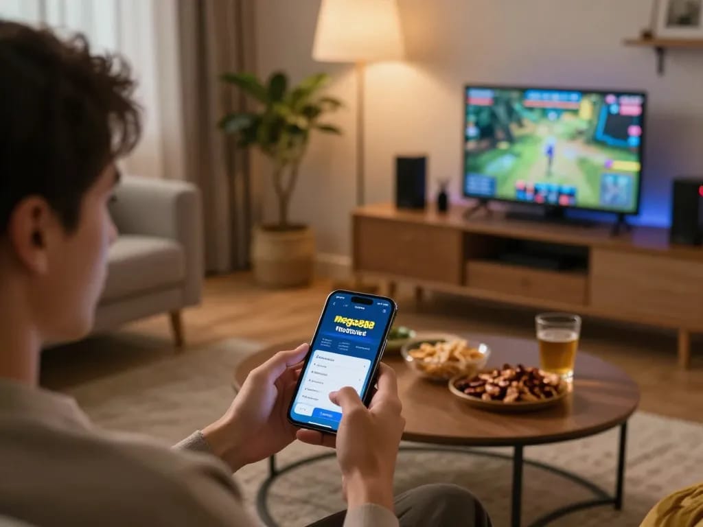 Mega888 mobile gaming setup with player enjoying online casino experience