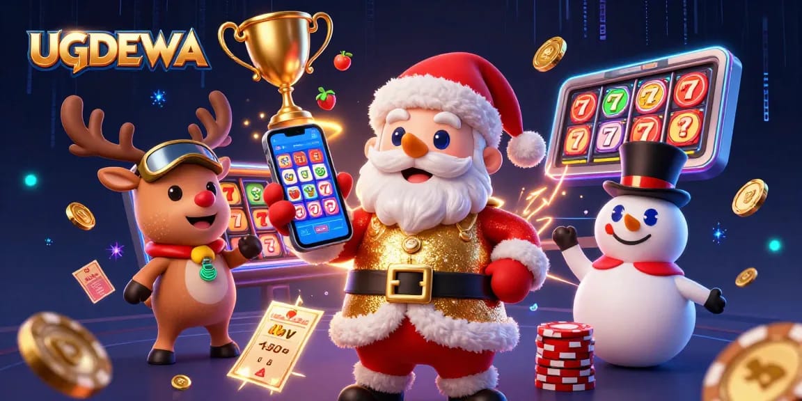 Engage with UGDEWA's thrilling jackpots in a festive, action-packed casino world.