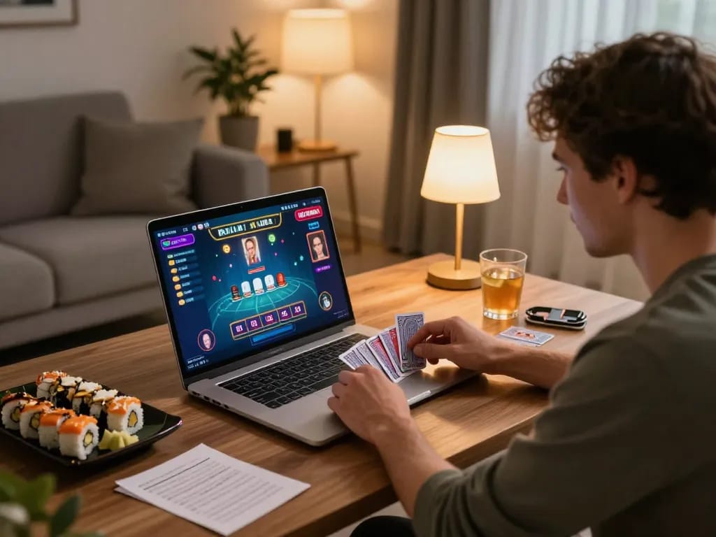 Enjoying an exciting live dealer game experience on sin88 from the comfort of home with strategic betting insights.