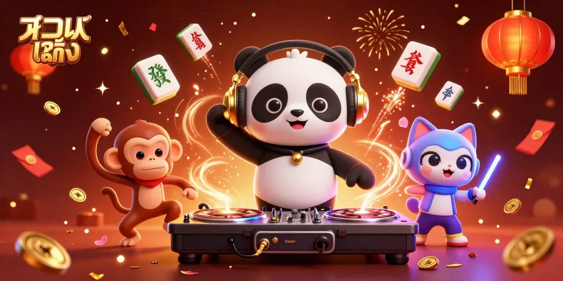 Experience แทงบอลเต็ง with an exciting illustration featuring vibrant party elements in a casino setting.