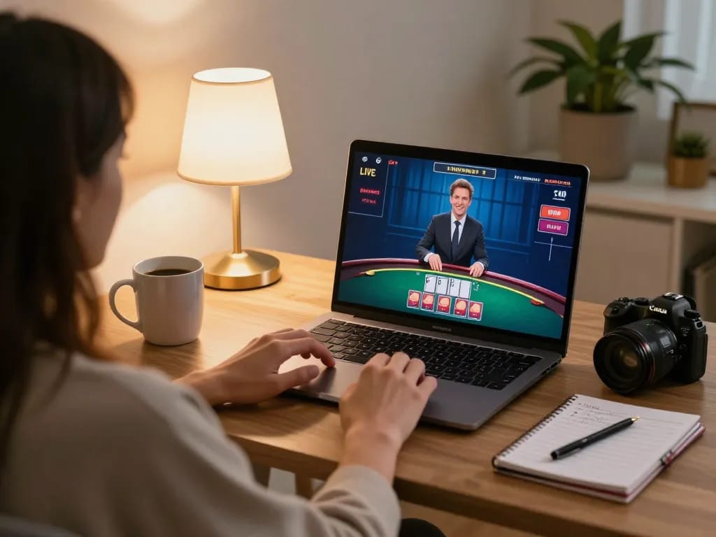 Player enjoying a live blackjack game on bong99 platform from their cozy home office.
