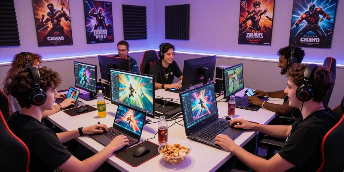 CIKA4D gaming session with players enjoying vibrant graphics and snacks in a lively environment