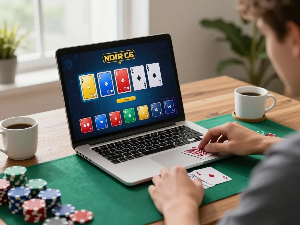 Player enjoying an engaging online poker session on their laptop, martinezalcala gaming strategy integrated