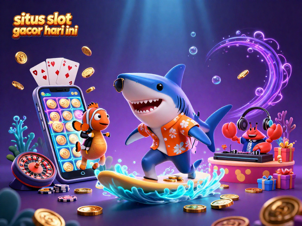 Experience excitement at situs slot gacor hari ini with engaging characters, vibrant gaming elements, and a dynamic underwater theme.