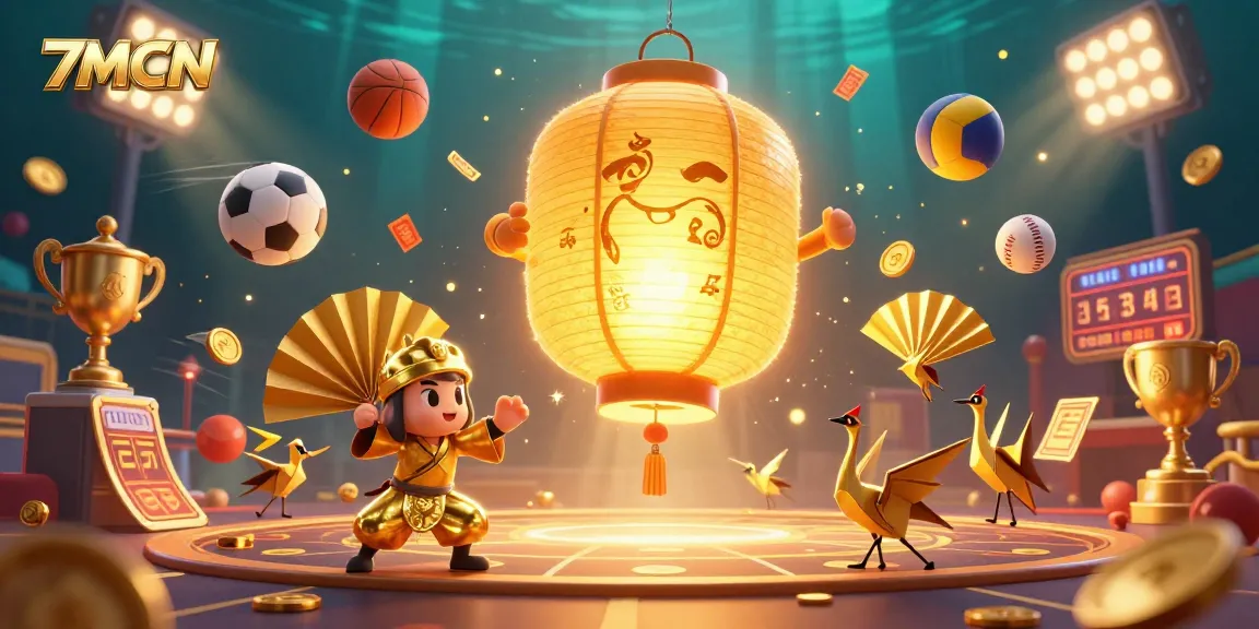 Engage in thrilling 7MCN sports betting with a vibrant night market casino scene, showcasing dynamic elements.