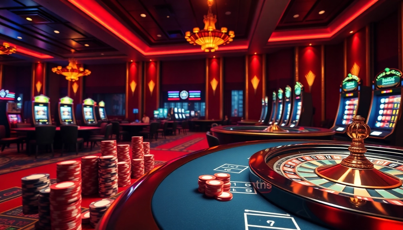 Experience thrilling online gambling at mb66-t.com with vibrant casino elements and luxury.