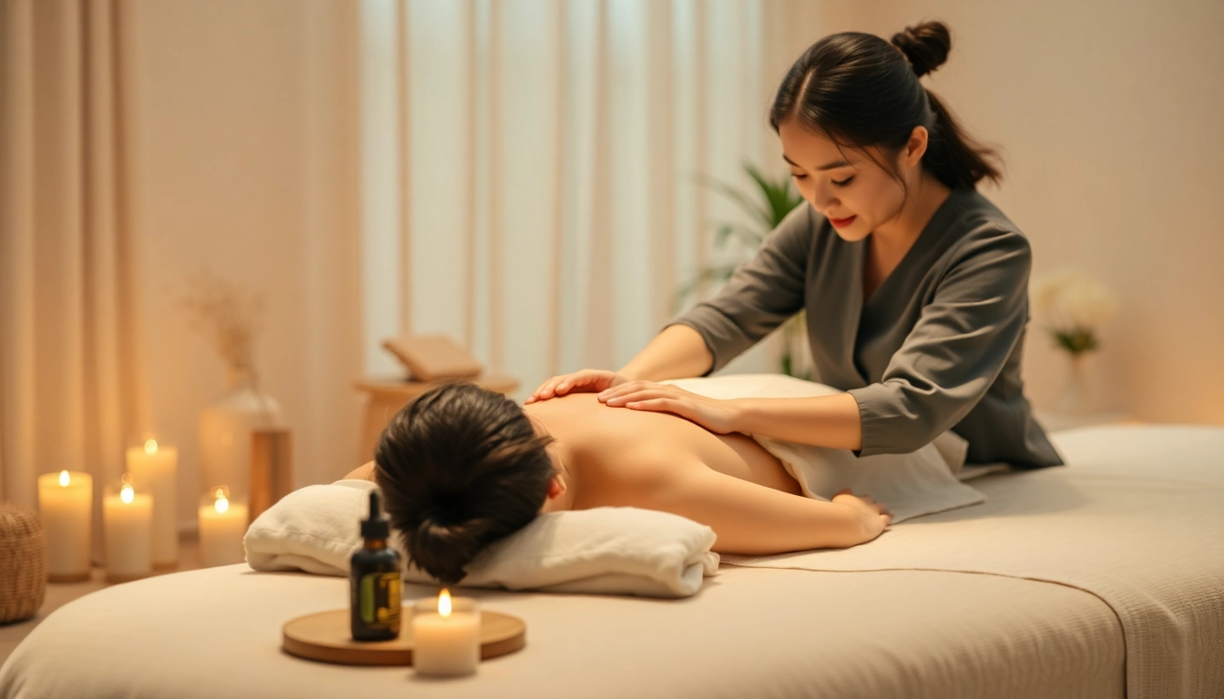 Relaxing session of 동탄출장마사지 with a skilled therapist in a serene setting.