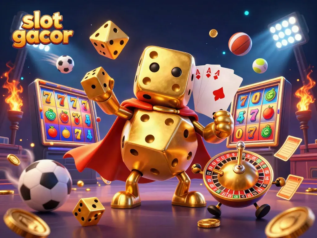 Experience thrill with slot gacor featuring a dynamic golden dice golem and vibrant game elements.