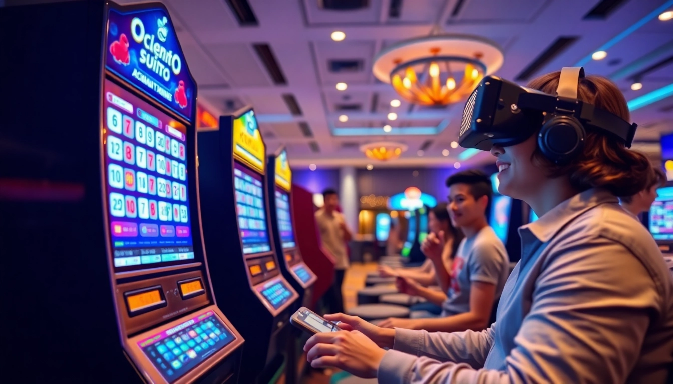 Asupantoto online gaming interface showcasing slot machines in an inviting, vibrant environment.