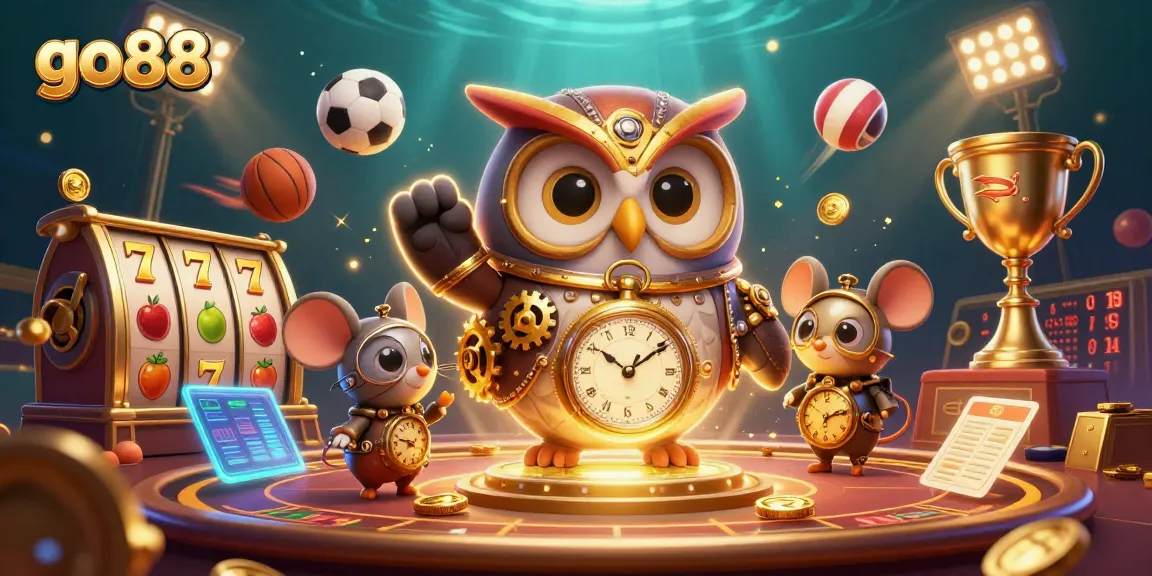 Experience gaming excitement with go88 through dynamic 3D illustration blending classic casino and futuristic elements.